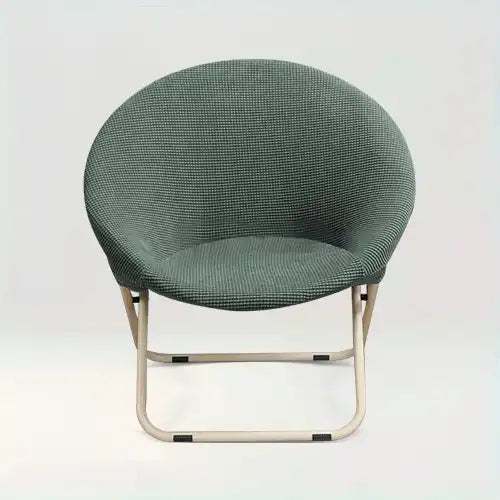 Housse de chaise ronde en jacquard  Amélia de couleur vert clair sur fond beige
