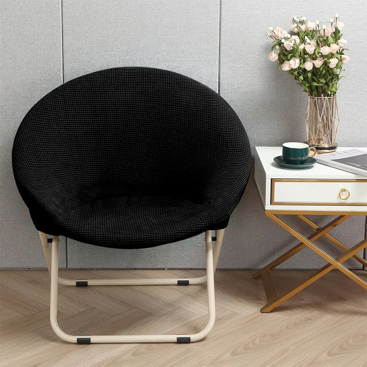 Housse de chaise ronde en jacquard Amélia de couleur noir