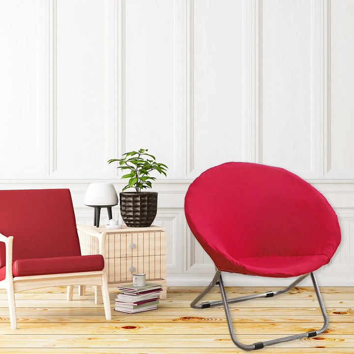 Housse de chaise ronde en tissu lisse Éléna de couleur rouge