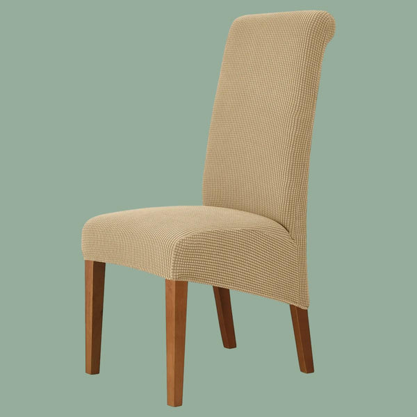Housse de chaise XL en Jacquard Amalia beige avec fond vert