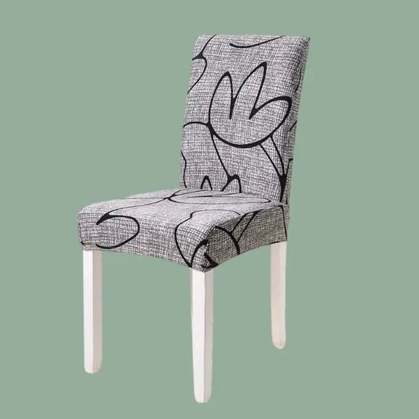 Housse de chaise à motif gris et noir