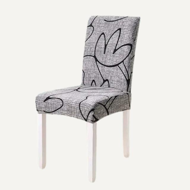 Housse de chaise à motif gris et noir sur fond beige