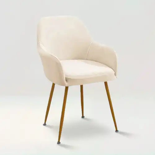 Housse de chaise avec accoudoirs en tissu imperméable Virginie de couleur beige sur fond beige