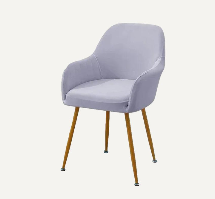 Housse de chaise avec accoudoirs étanche Virginie de couleur violet clair sur fond beige