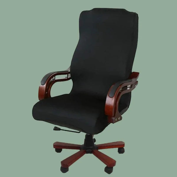 Housse de chaise de bureau Isabelle en tissu noir sur fond vert
