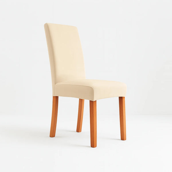 Housse de chaise en velours Mira de couleur crème vue avant principal