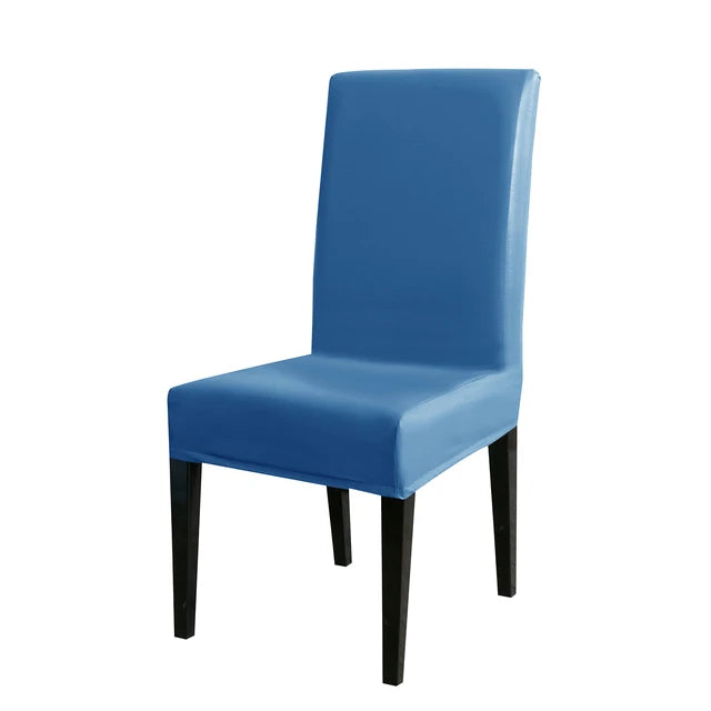 Housse de chaise effet cuir waterproof bleu