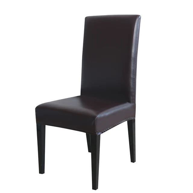 Housse de chaise effet cuir waterproof noir