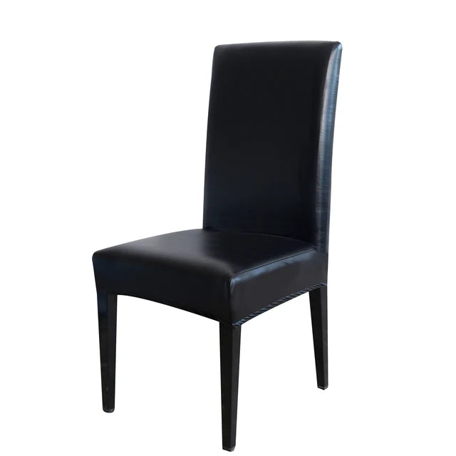Housse de chaise effet cuir waterproof noir