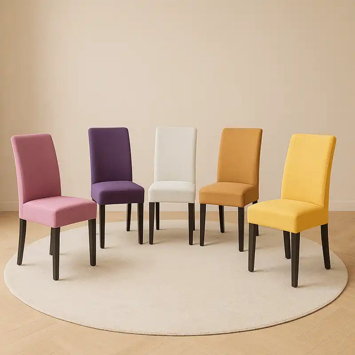 Ensemble de chaises avec housses en velours colorées
