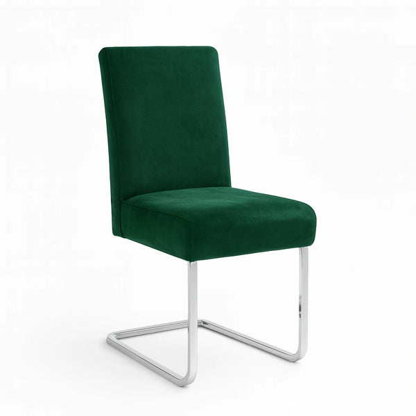 Housse de chaise en velours Silvia couleur vert vue avant principal