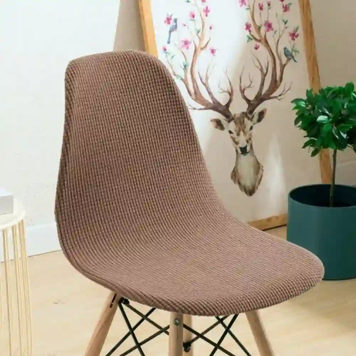 Housse de chaise scandinave en Jacquard Justine couleur brun