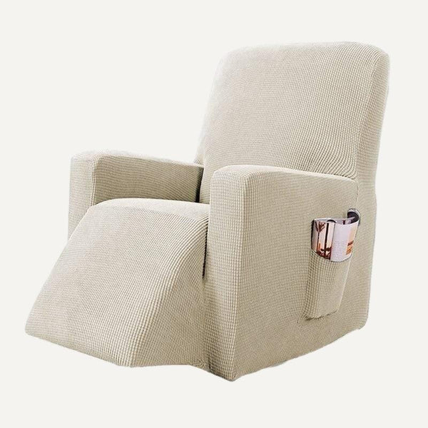 Housse de fauteuil Relax inclinable en Jacquard Nancy de couleur beige sur fond beige