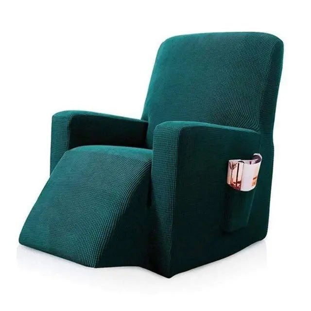 Housse de fauteuil Relax inclinable en Jacquard Nancy de couleur vert sapin