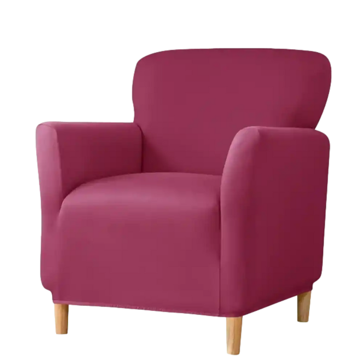 Housse de fauteuil club Carole de couleur gris rouge bordeaux