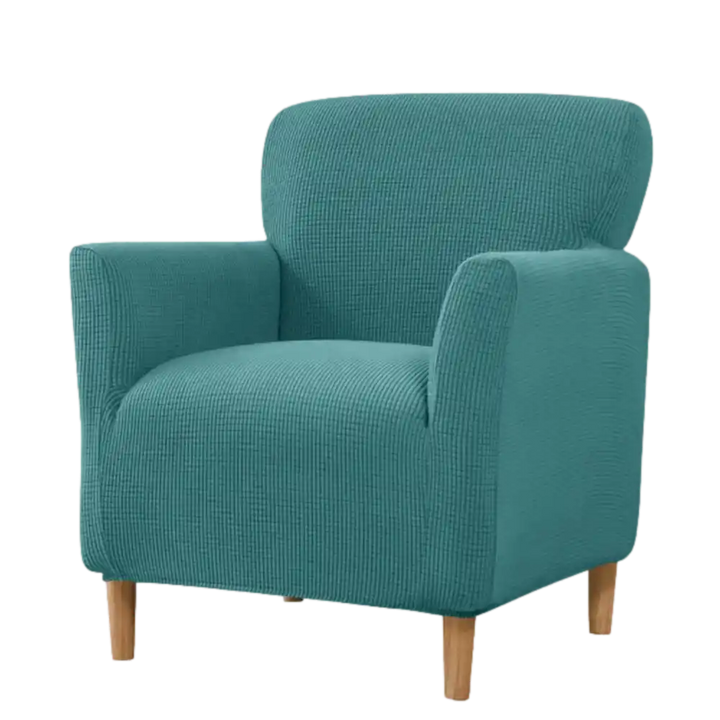 Housse de fauteuil club en Jacquard Marie de couleur bleu turquoise