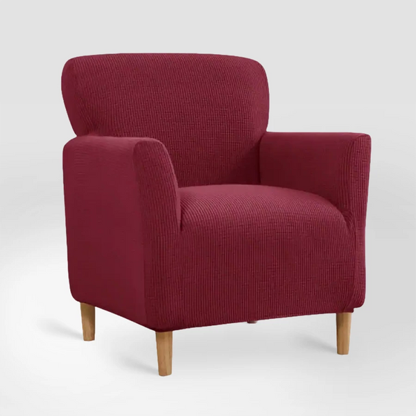 Housse de fauteuil club en jacquard imperméable Marie de couleur bordeaux