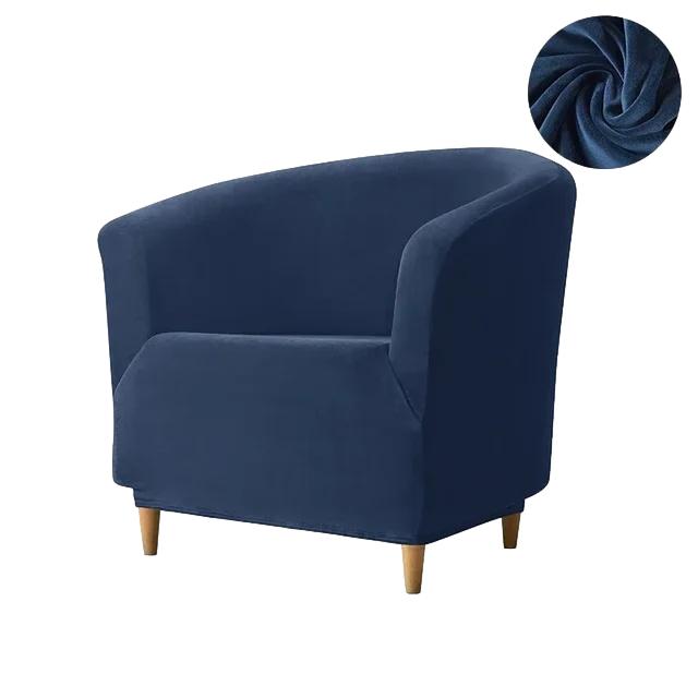 Housse de fauteuil en velours Louisa couleur bleu marine