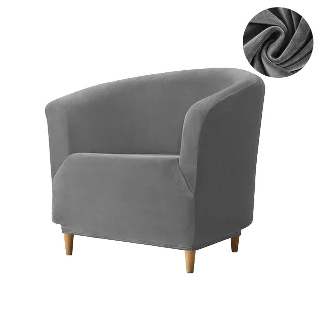 Housse de fauteuil en velours Louisa couleur gris