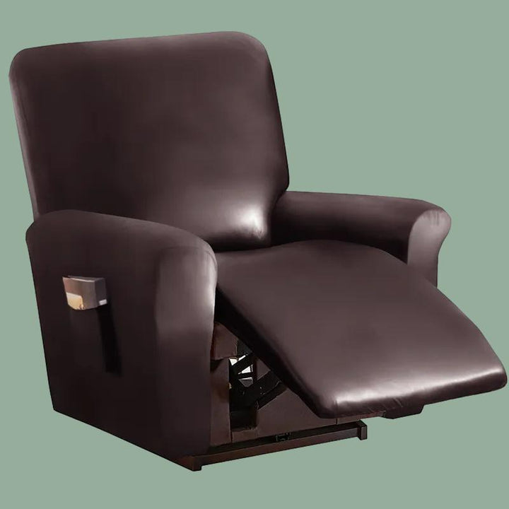 Housse de fauteuil inclinable simili cuir Luna de couleur café fond vert