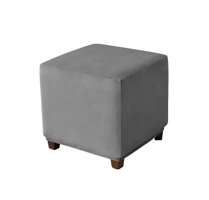 Housse de repose pied carré en velours Wendy de couleur gris foncé