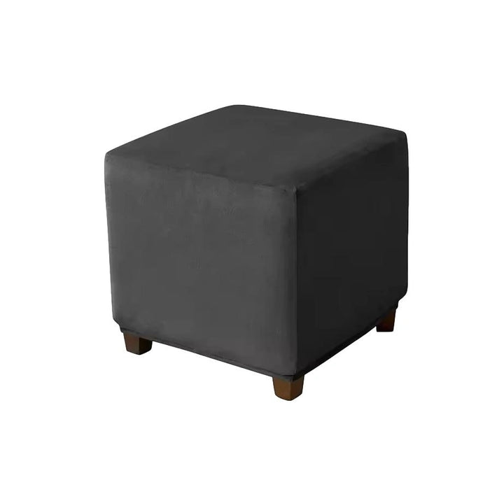 Housse de repose pied carré en velours Wendy de couleur noir