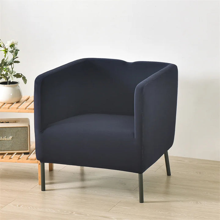 Housse de fauteuil carré en tissu Alix de couleur bleu marine