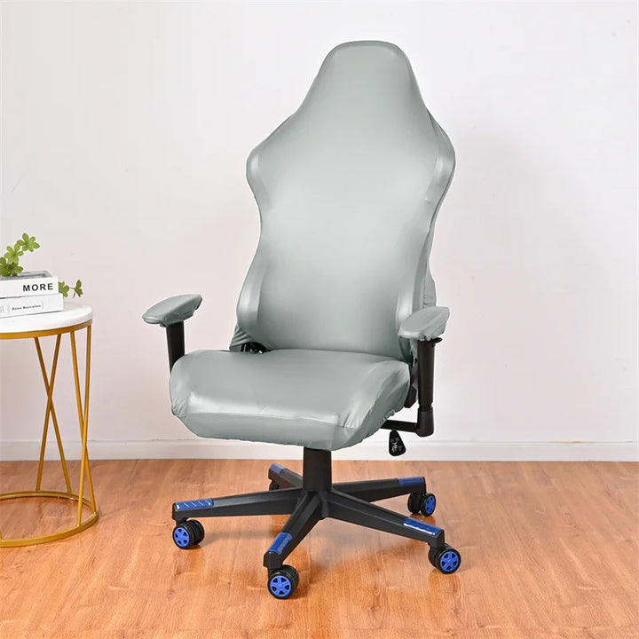 Housse de chaise de bureau effet cuir Cyndelle de couleur gris