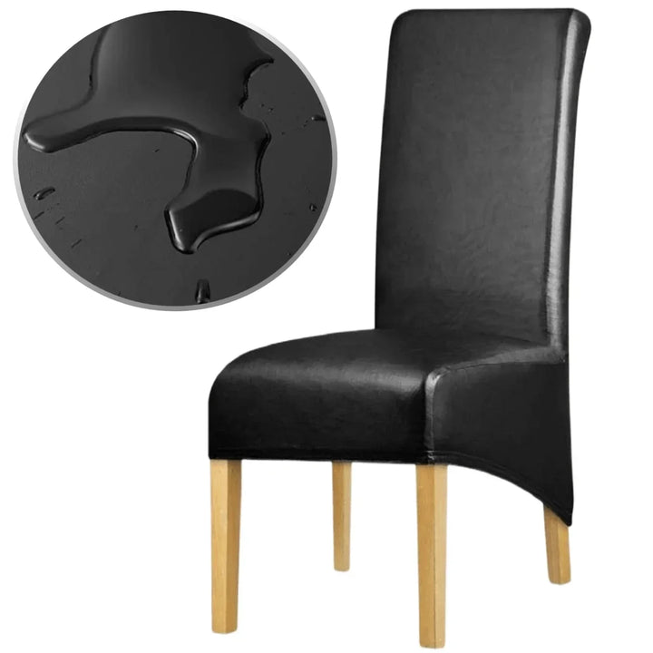 Housse de chaise XL effet cuir waterproof Alma de couleur noir