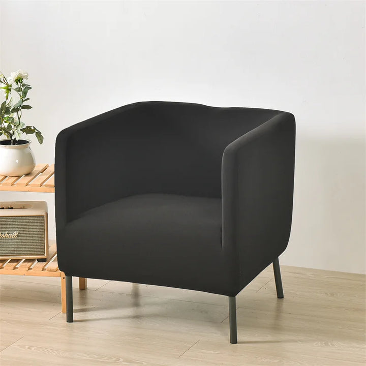 Housse de fauteuil carré en tissu Alix de couleur noir