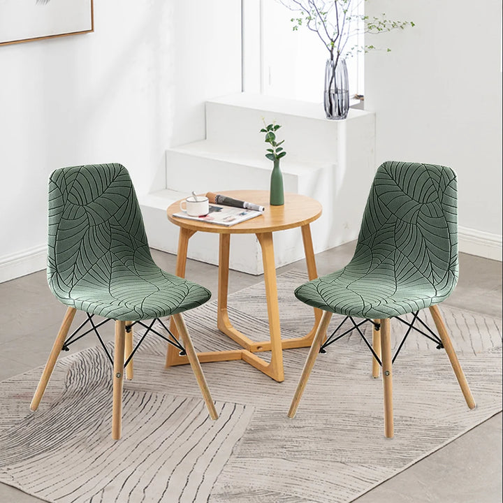 Housse de chaise scandinave en jacquard nervuré Justina de couleur vert avec décor