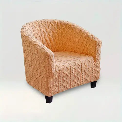 Housse de fauteuil cabriolet en tissu épais Annabelle de couleur orange sur fond beige