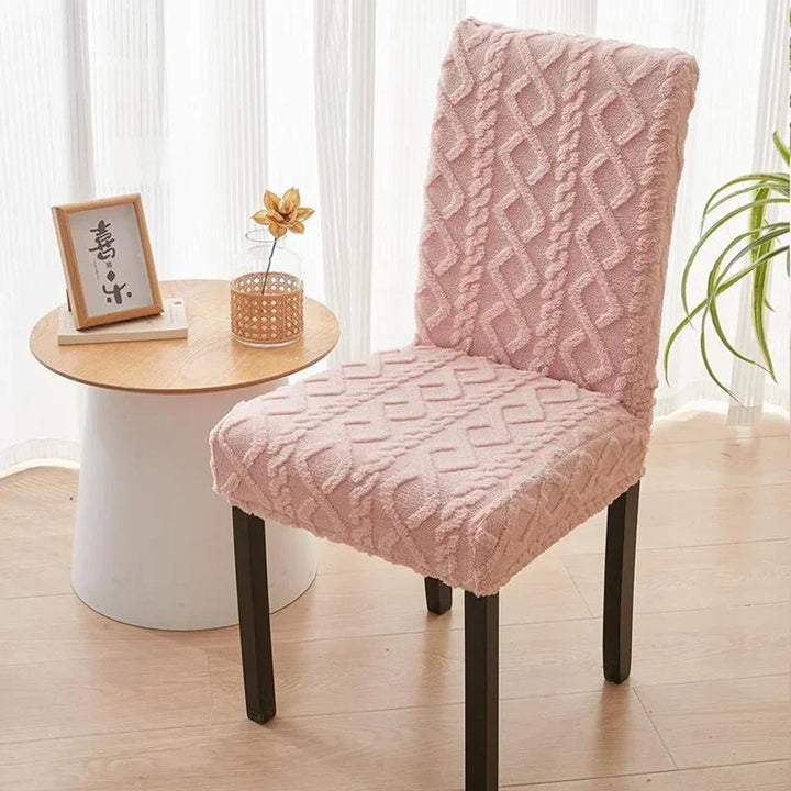 Housse de chaise en tissu épais Cassy de couleur rose
