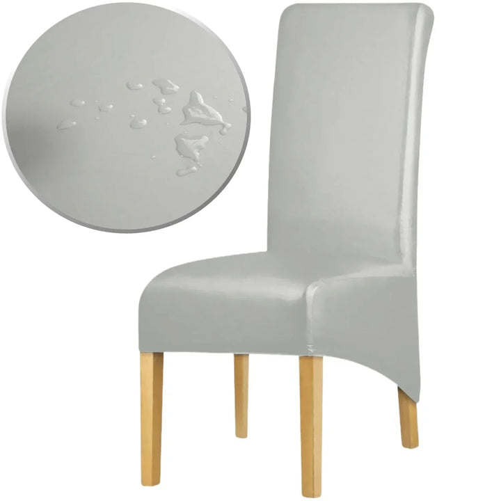 Housse de chaise XL effet cuir waterproof Alma de couleur gris clair