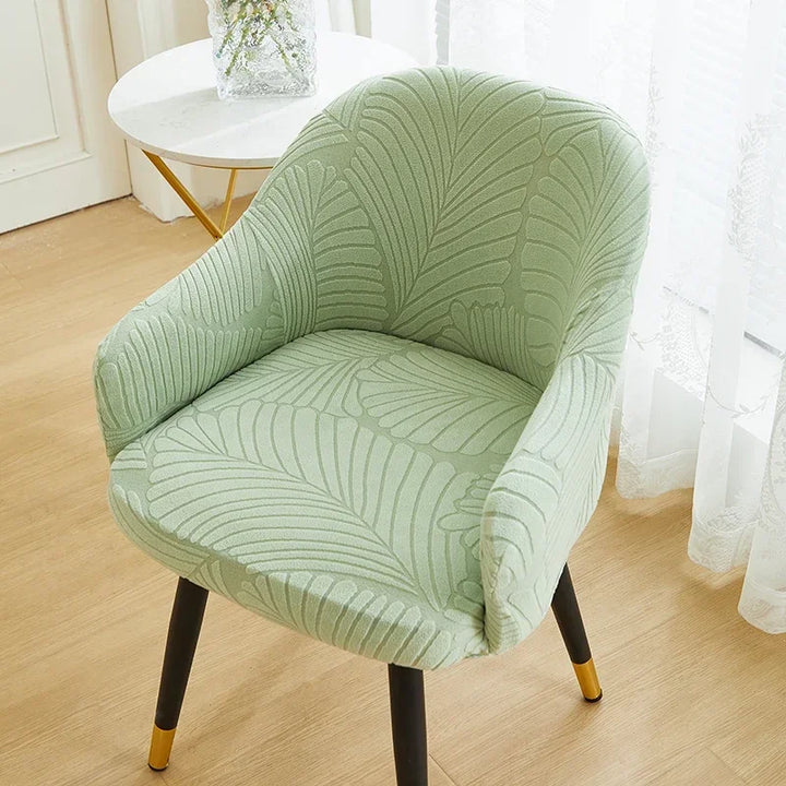 Housse de chaise avec accoudoirs en jacquard effet floral Abril de couleur vert clair avec décor