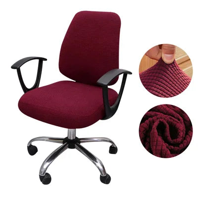 Housse de chaise de bureau en jacquard Raquel de couleur bordeaux