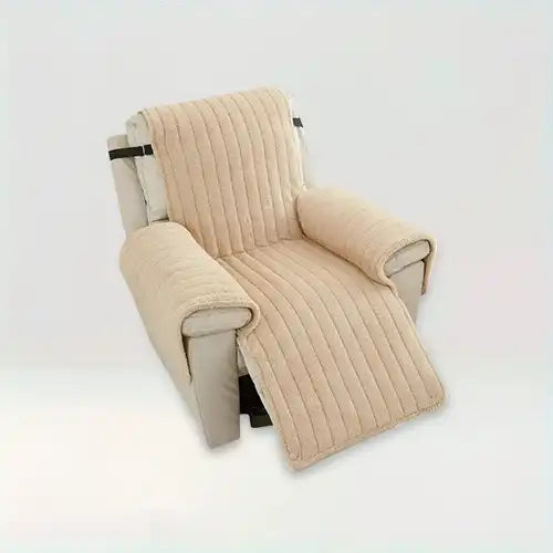 Protège fauteuil relax effet fourrure Rose sur fond beige