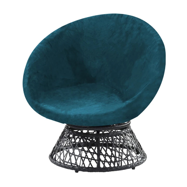 Housse de chaise ronde en Velours Ella de couleur bleu turquoise