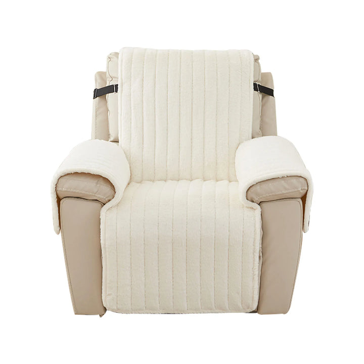 Protège fauteuil relax effet fourrure blanc