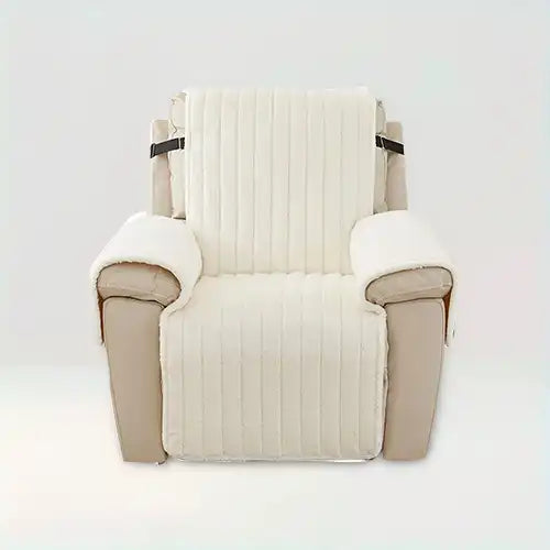 Protège fauteuil relax effet fourrure Rose de couleur blanc sur fond beige