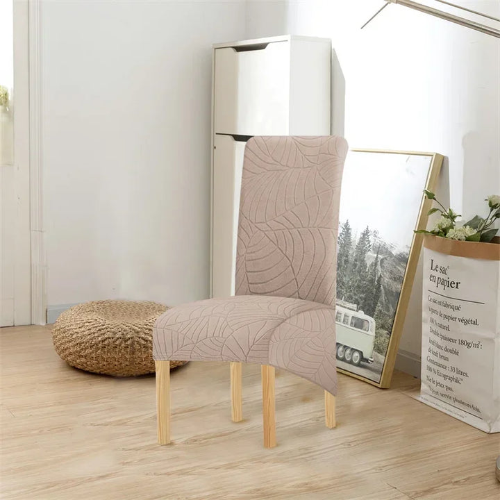 Housse de chaise XL en jacquard effet fleuri Melody de couleur beige