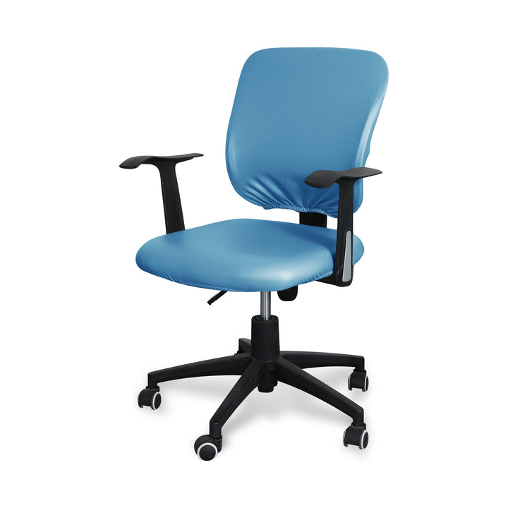 Housse de chaise de bureau effet cuir imperméable Lorena de couleur bleu