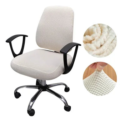 Housse de chaise de bureau en jacquard Raquel de couleur blanc