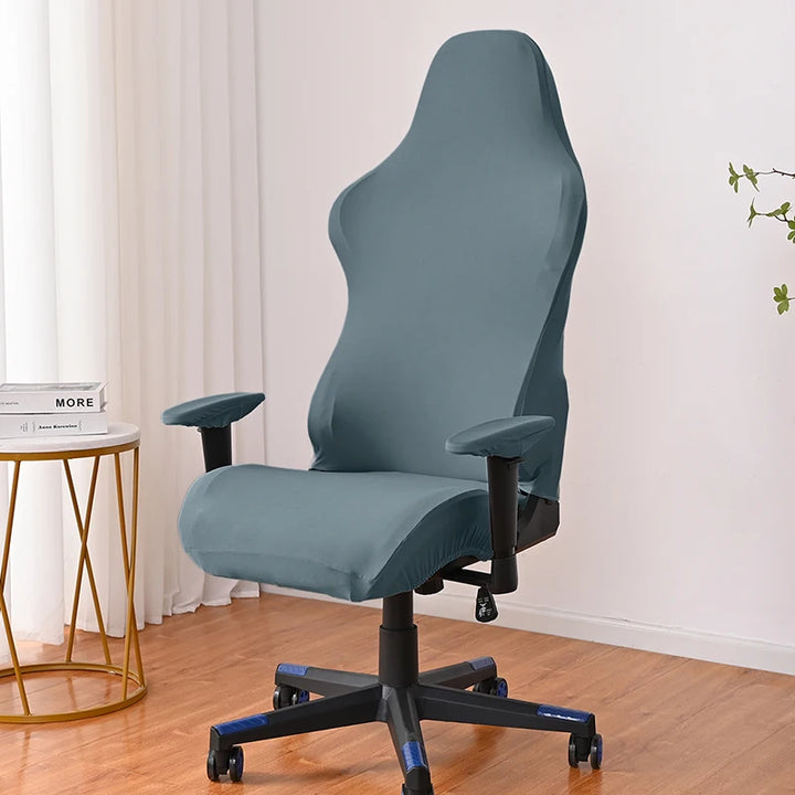 housse de chaise de bureau en tissu de couleur bleu avec décor