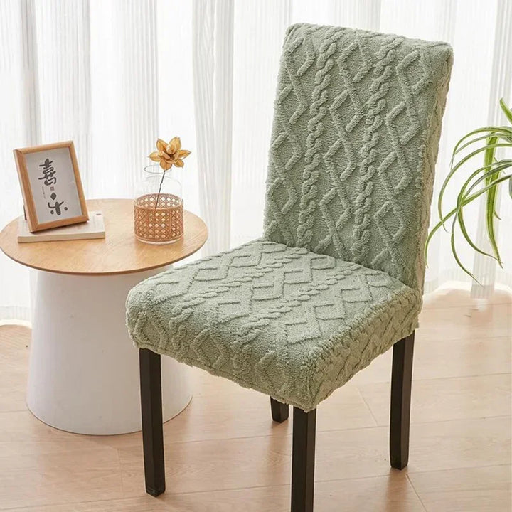 Housse de chaise en tissu épais Cassy de couleur vert