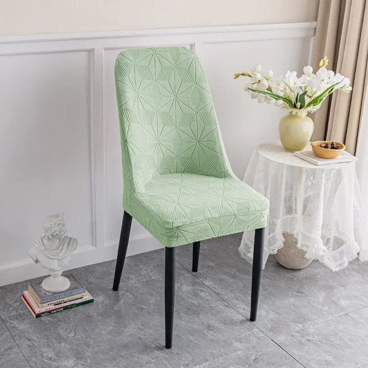 Housse de chaise ovale en Jacquard forme étoilée Lya de couleur vert clair