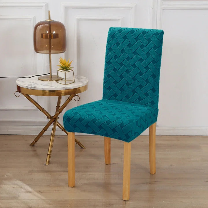 Housse de chaise en jacquard à carreaux Virginia de couleur bleu