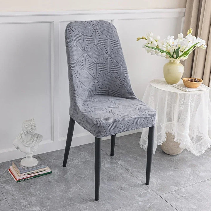Housse de chaise ovale en Jacquard forme étoilée Lya de couleur gris clair