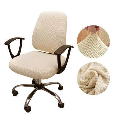 Housse de chaise de bureau en jacquard Raquel de couleur crème