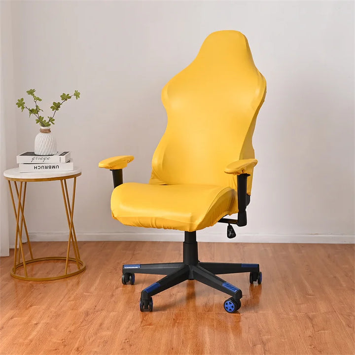 Housse de chaise de bureau effet cuir Cyndelle de couleur jaune